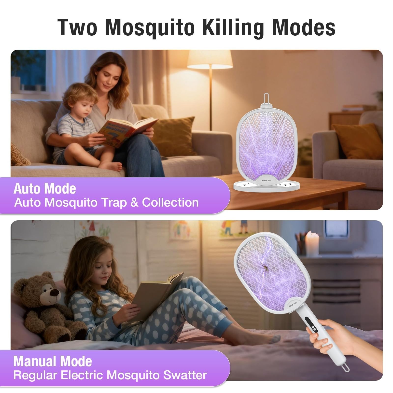 BALDR Electric Fly Swatter Racket 3000V Bug Zapper Indoor Outdoor