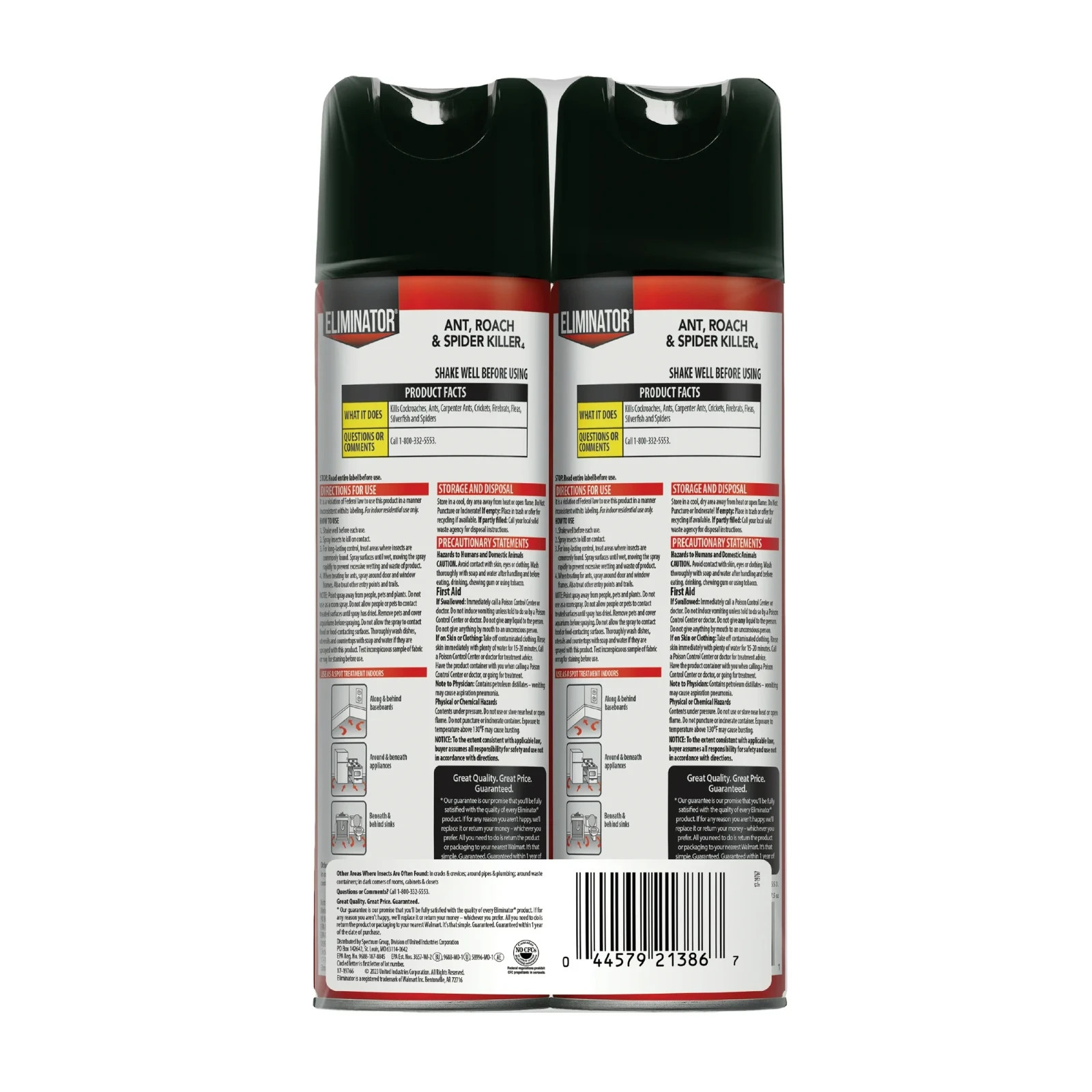Eliminator Ant Roach & Spider Killer Aerosol Spray, Twin Pack, 17.5 oz Each