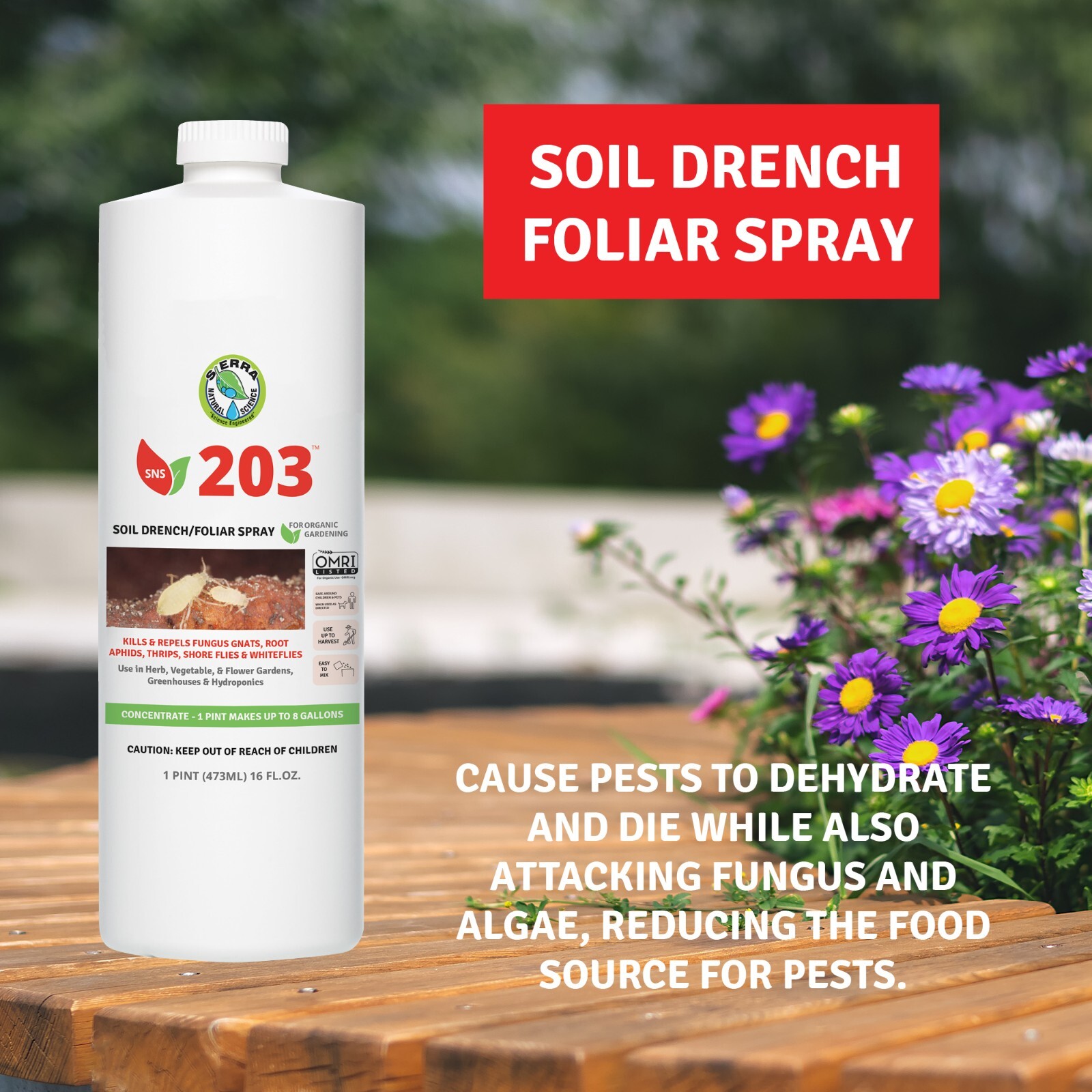 Sierra Natural Sciences SNS 203 Concentrate Soil Drench Foliar Spray 128 oz OMRI