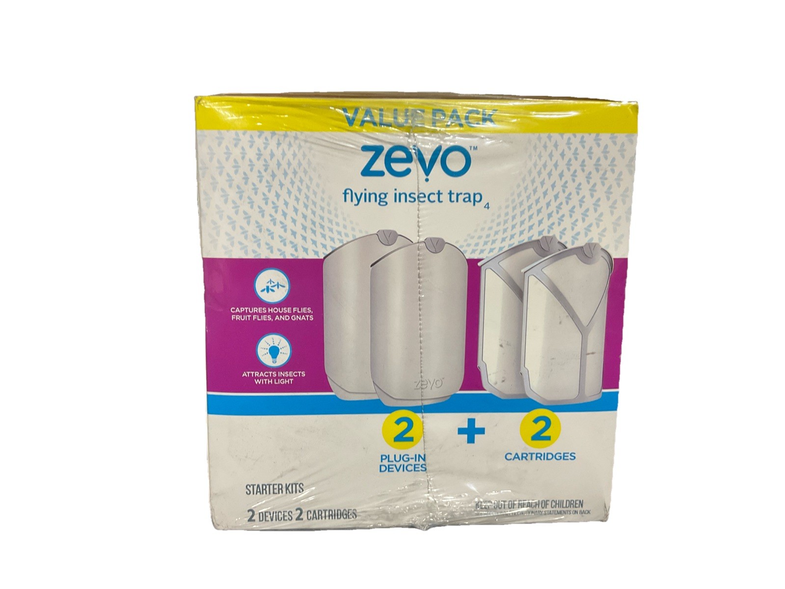Zevo 2 Pack Indoor Flying Insect Trap Starter Kit for Gnats &Fruit Fly Wz Light
