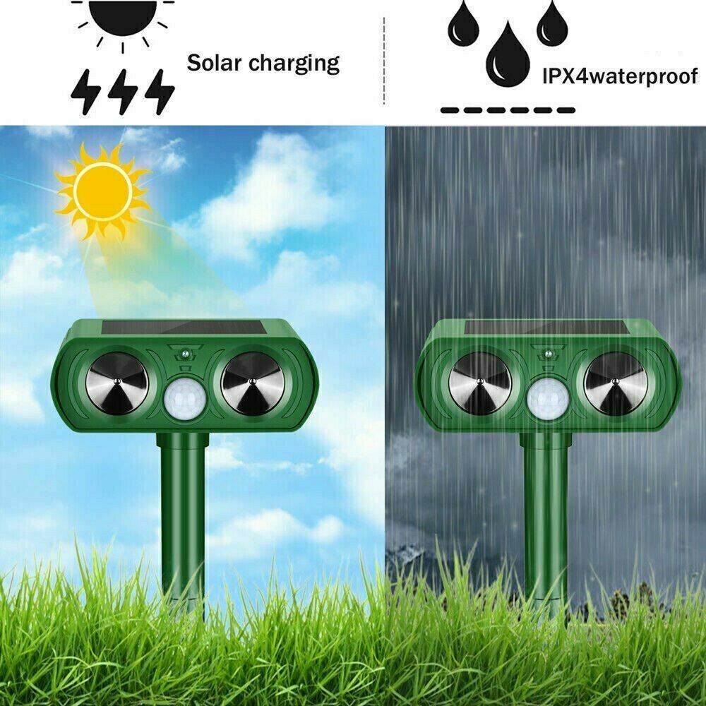 Outdoor Solar Animal Repeller Ultrasonic Pest Repellent for Dogs, Cats Squirrels