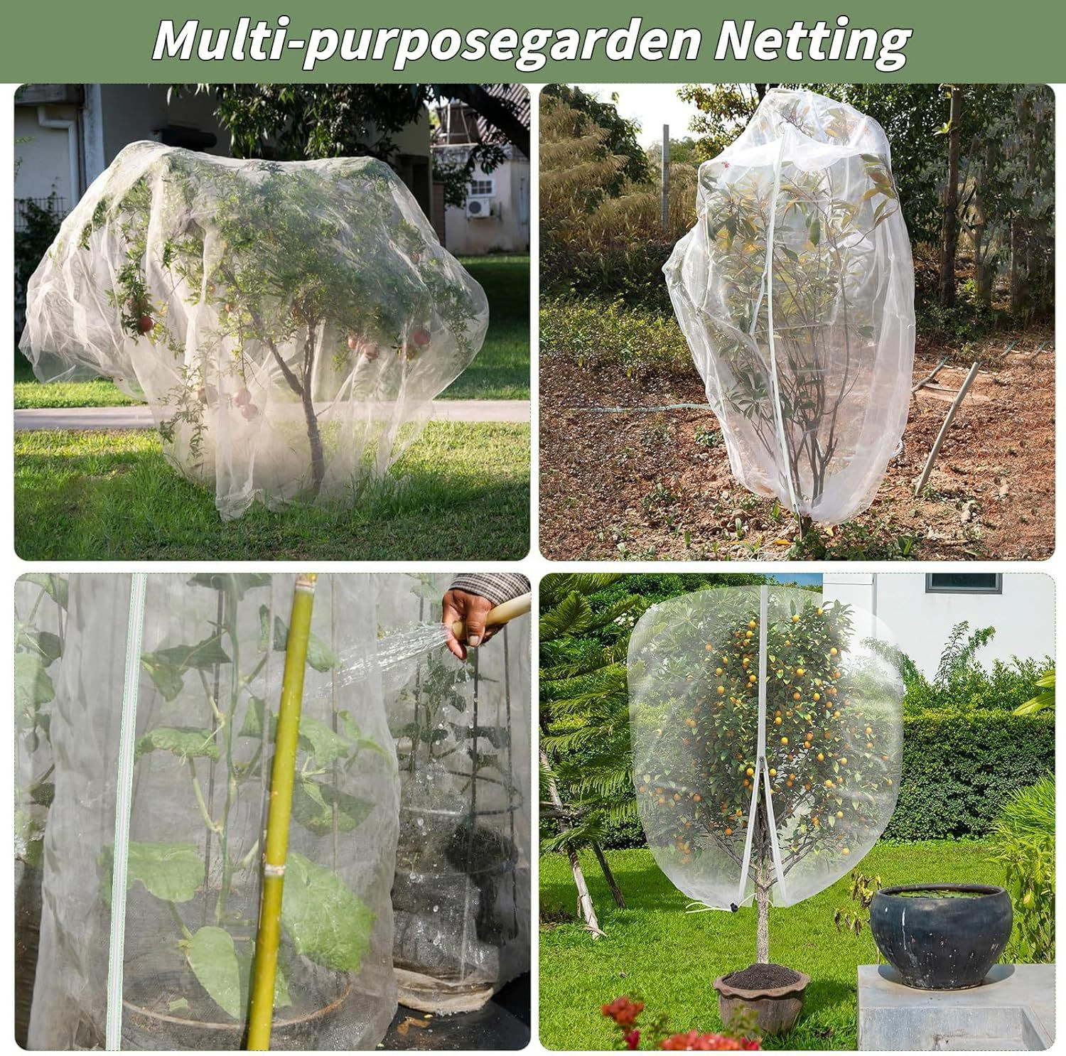 1PCS Bird Netting Plant Mesh Cover w/Drawstring Insect Pest Barrier Protector