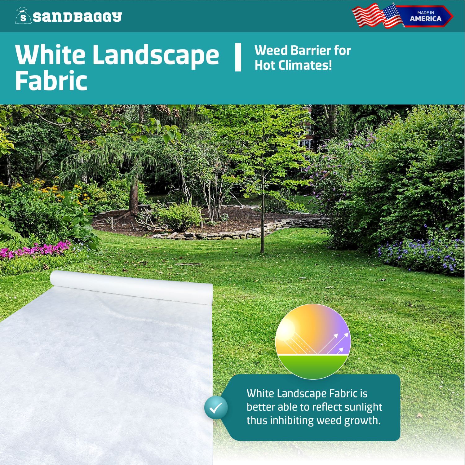 Sandbaggy White Landscape Fabric – Non-Woven Geotextile Filter Fabric 8 oz