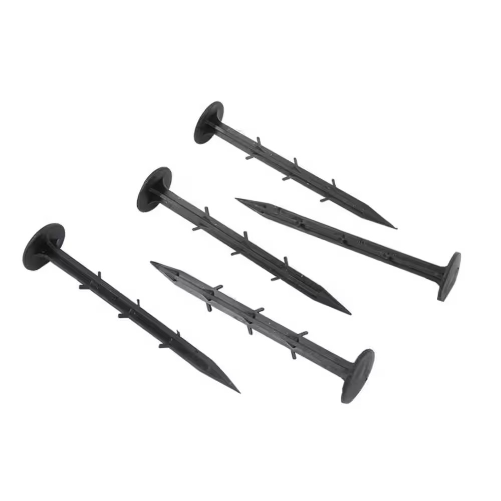 6 in. H Black Plastic Garden Stakes Landscape Staples Sturdy Weedmat Pins for We