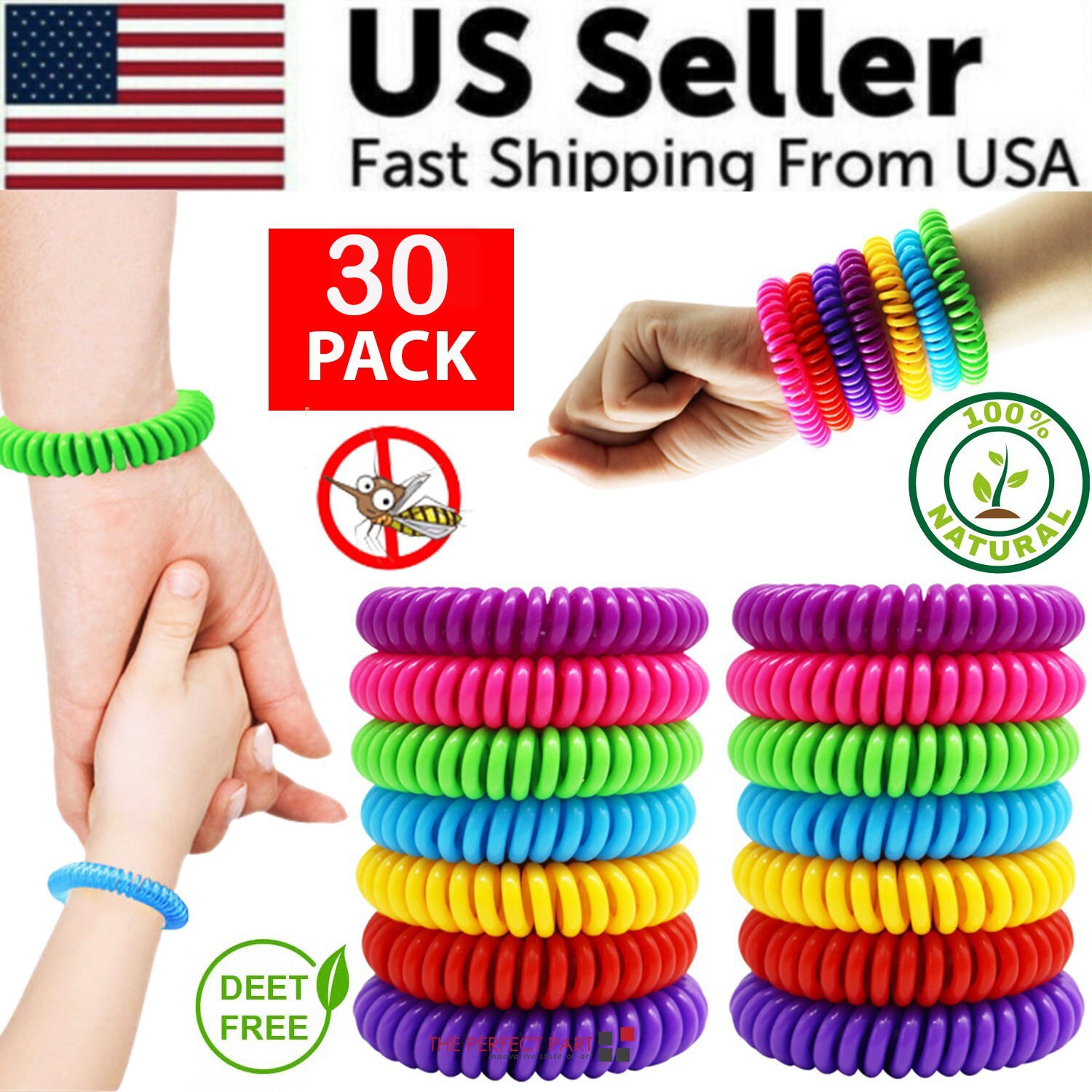 30Pack Anti Bug Insect Pest Repellent Bracelet Wrist Band Natural Protection