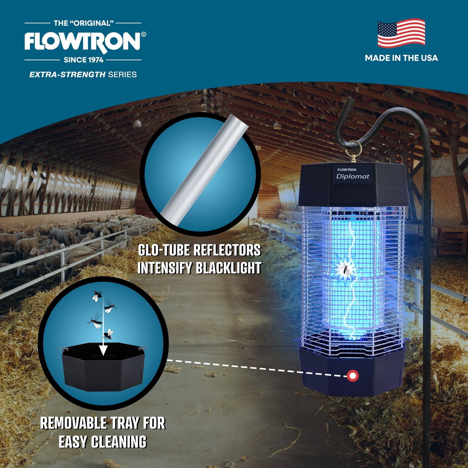 Flowtron Diplomat Fly Control Device, 120-Watt Bug Zapper 1200 Sq.Ft