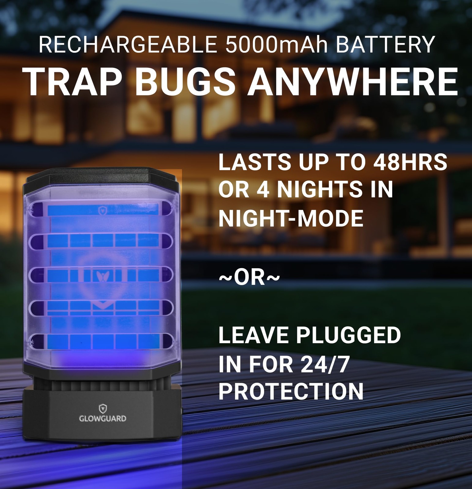 GlowGuard-X Rechargeable Indoor Fly Trap & Gnat Killer, Multi-Purpose Mosquit…