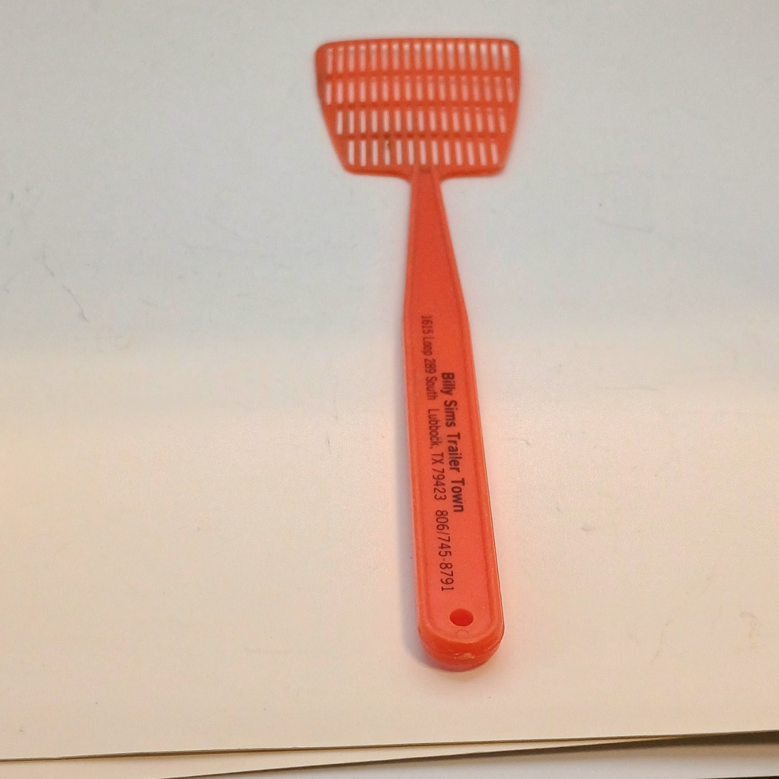 Orange Plastic Manual Fly Swatter Billy Sims Trailer Town Lubbock TX