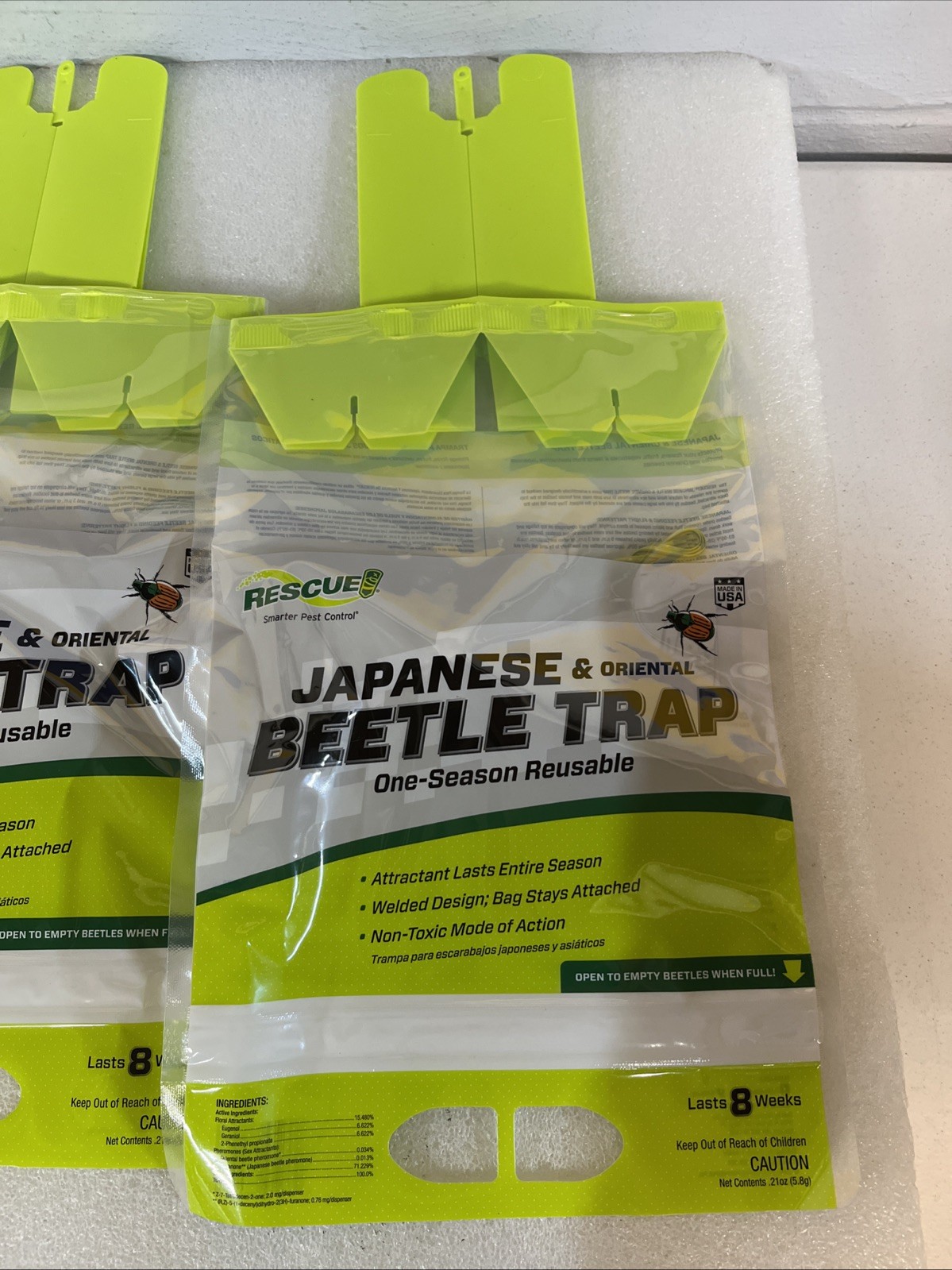 RESCUE Japanese & Oriental Beetle Traps One Season Reusable Model JBTZ Lot Of 3
