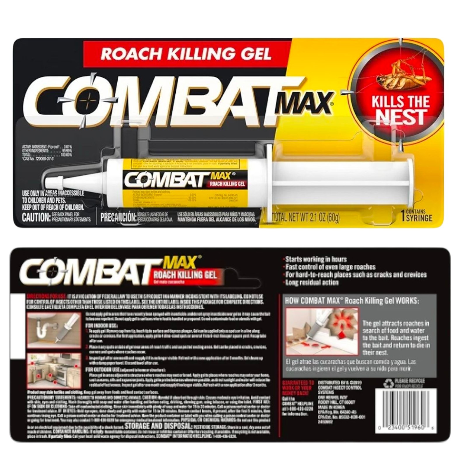 Combat 60g Source Kill Max Roach Kill Gel-2.1 oz – 5 Syringe Bundle!