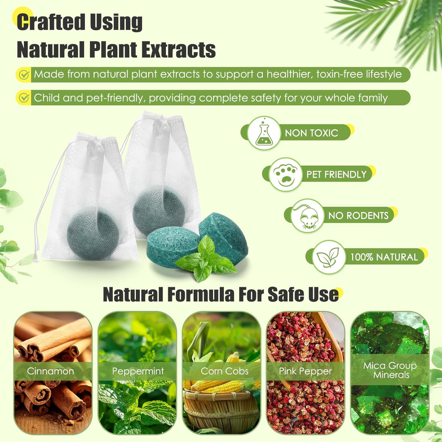 Moth Balls for Rodents 24 Packs Peppermint Oil Spray for Rodents, Mouse Repellen
