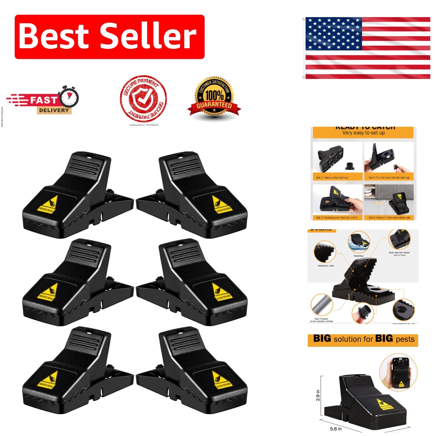 Safe and Modern Rat Traps – 6 Pack for All Indoor and Outdoor Applications