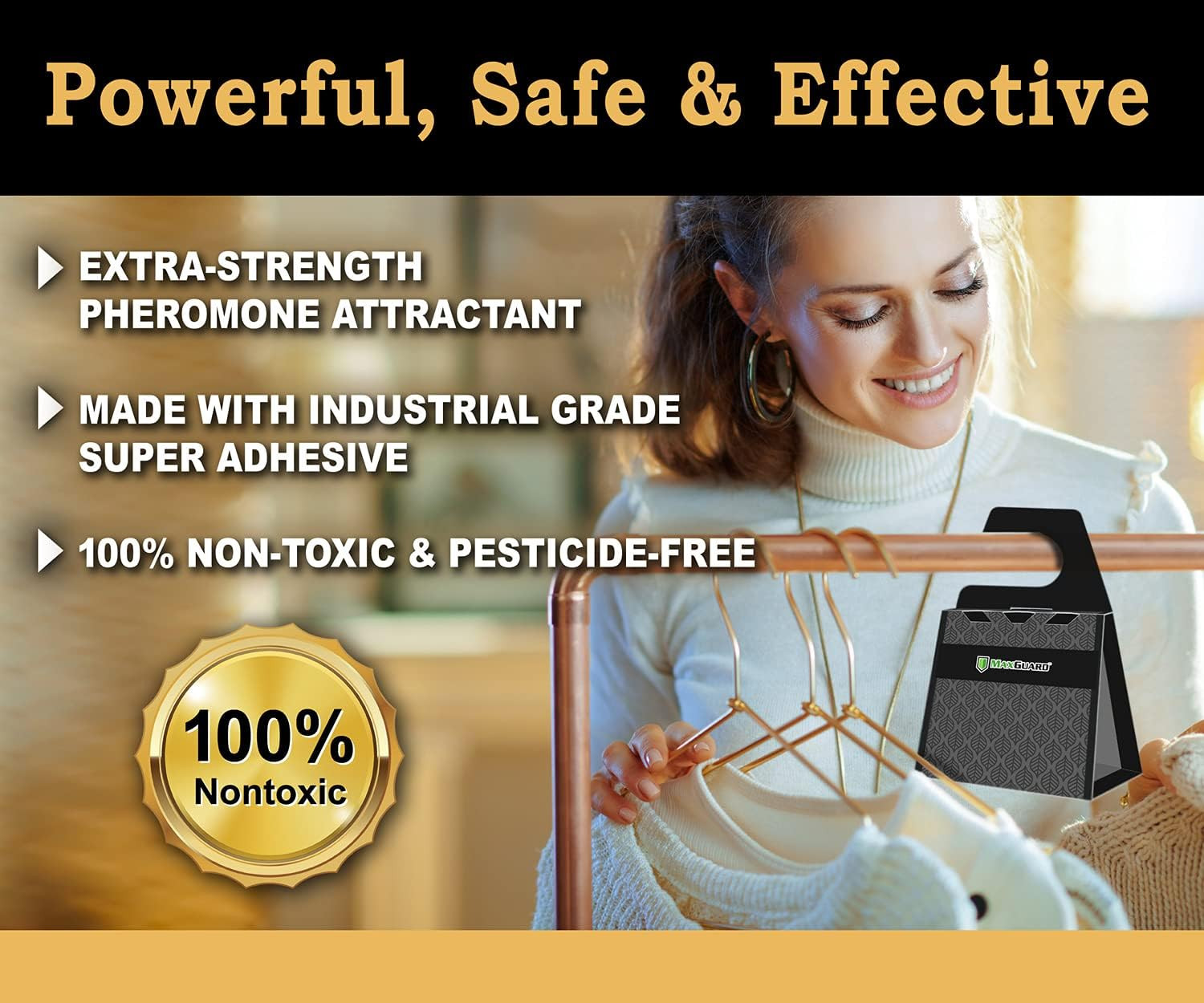 Clothes Moth Traps (12+2 Free) – Extra Strength Pheromones, Non-Toxic Sticky Glu