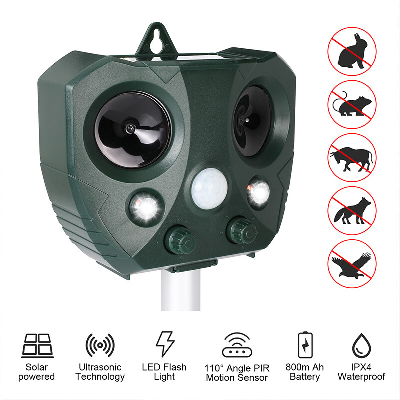 1-3PCS Solar Ultrasonic Animal Repellent Dog Cat Skunk Deer Raccoon Repeller