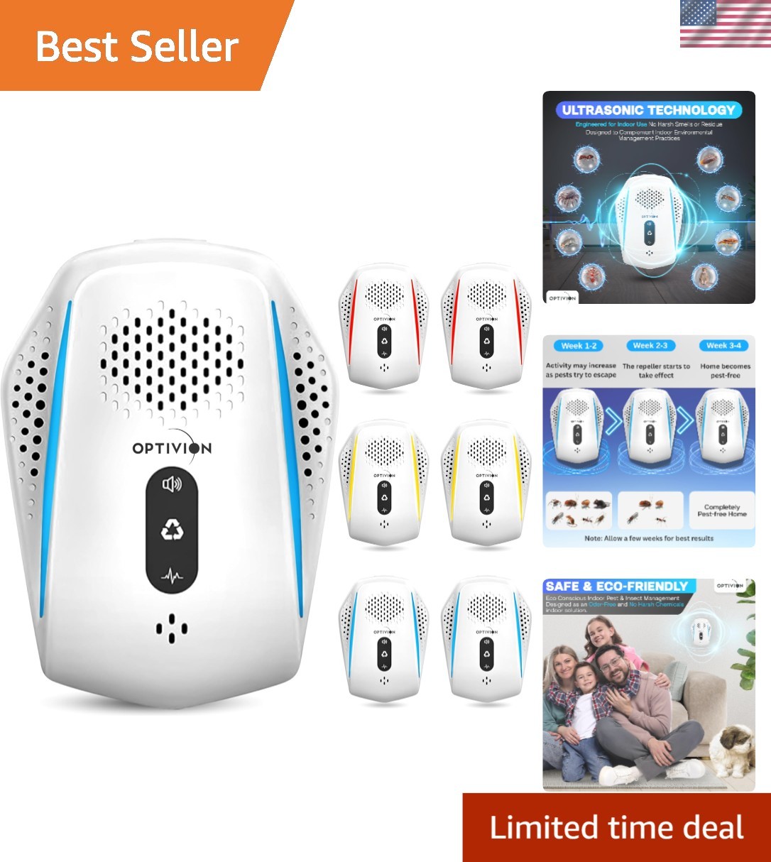 Multi-Purpose Ultrasonic Pest Control 6-Pack – Mice, Roach, and Spider Defense