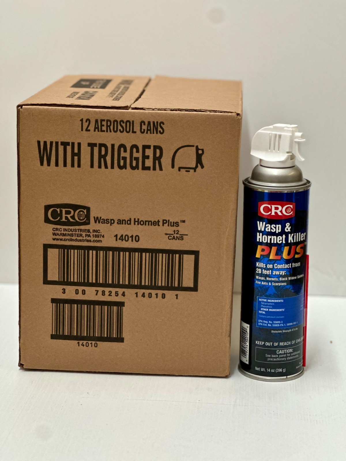 CRC 14010 Wasp Hornet Killer PLUS Insecticide 14 oz Aerosol w Trigger Case of 12