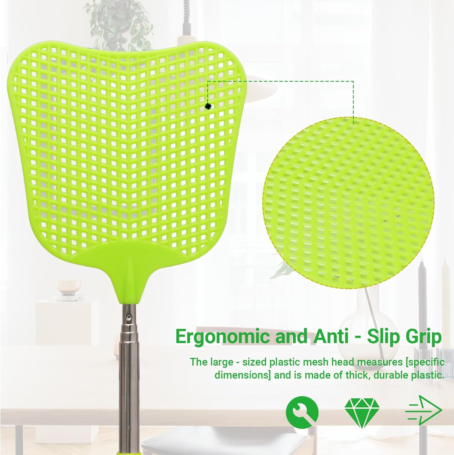 3 Pack Telescopic Fly Swatter, Plastic Fly Swatter Heavy Duty Set, Manual Flyswa
