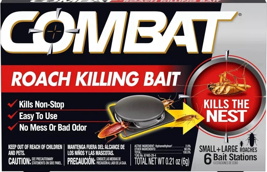 Combat Roach Killing Bait Stations for Small and Large Roaches, 6 Count