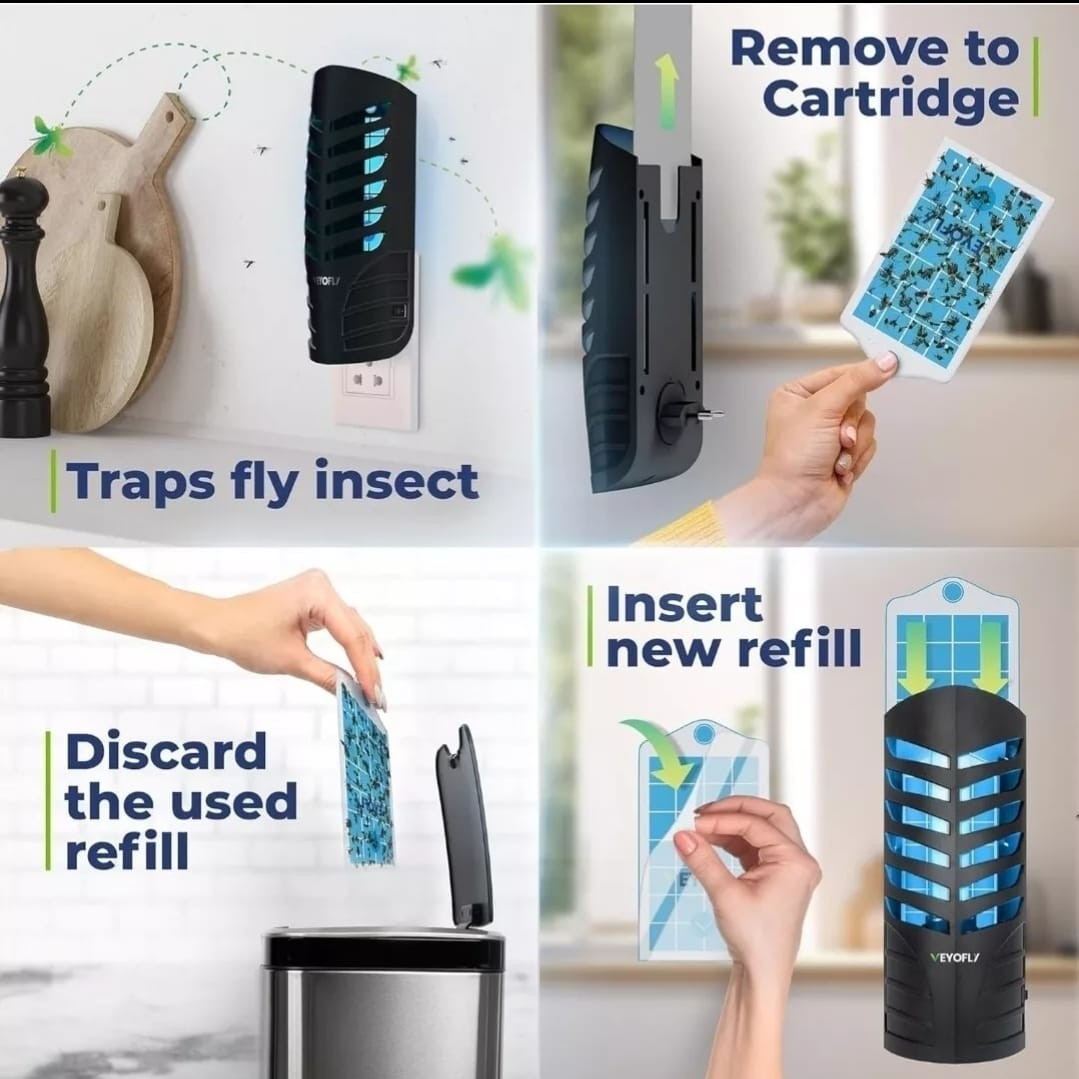 Fly Trap (2 Device + 6 Glue Boards) Plug In For Fruit Fly, Gnat, Mosquito