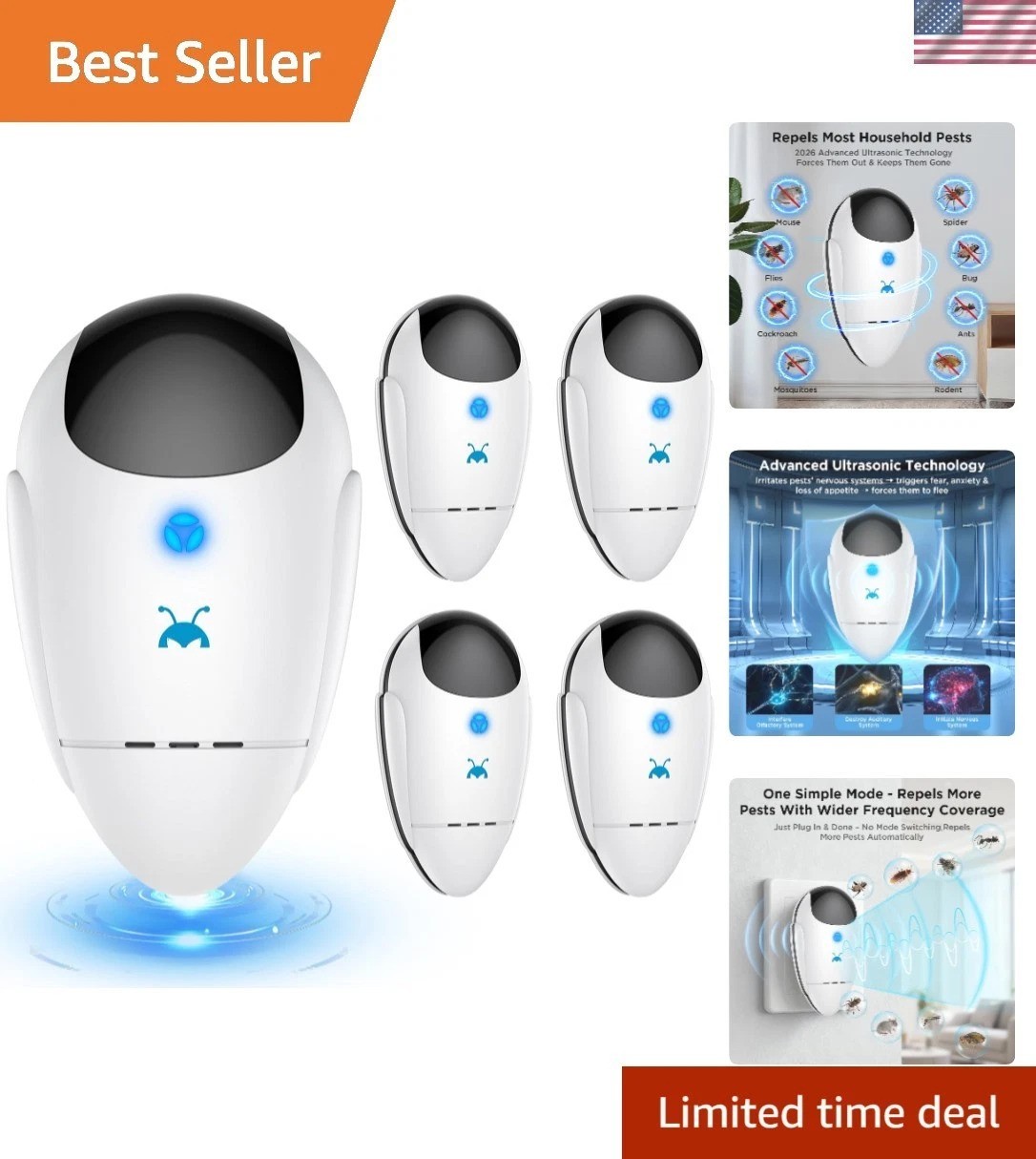 2026 Upgraded Ultrasonic Pest Repeller Indoor Insect Repeller Pestlab, Pest Cont