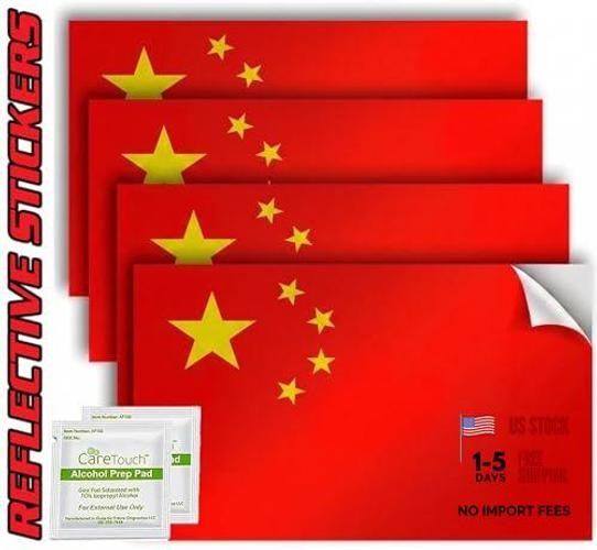 China Flag Stickers for Cars, Windows, Laptops and Helmets – Pack of 4