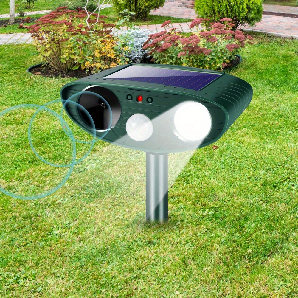Solar Animal Repeller with Motion Sensor and Flashing Light Outdoor Ultrasonic