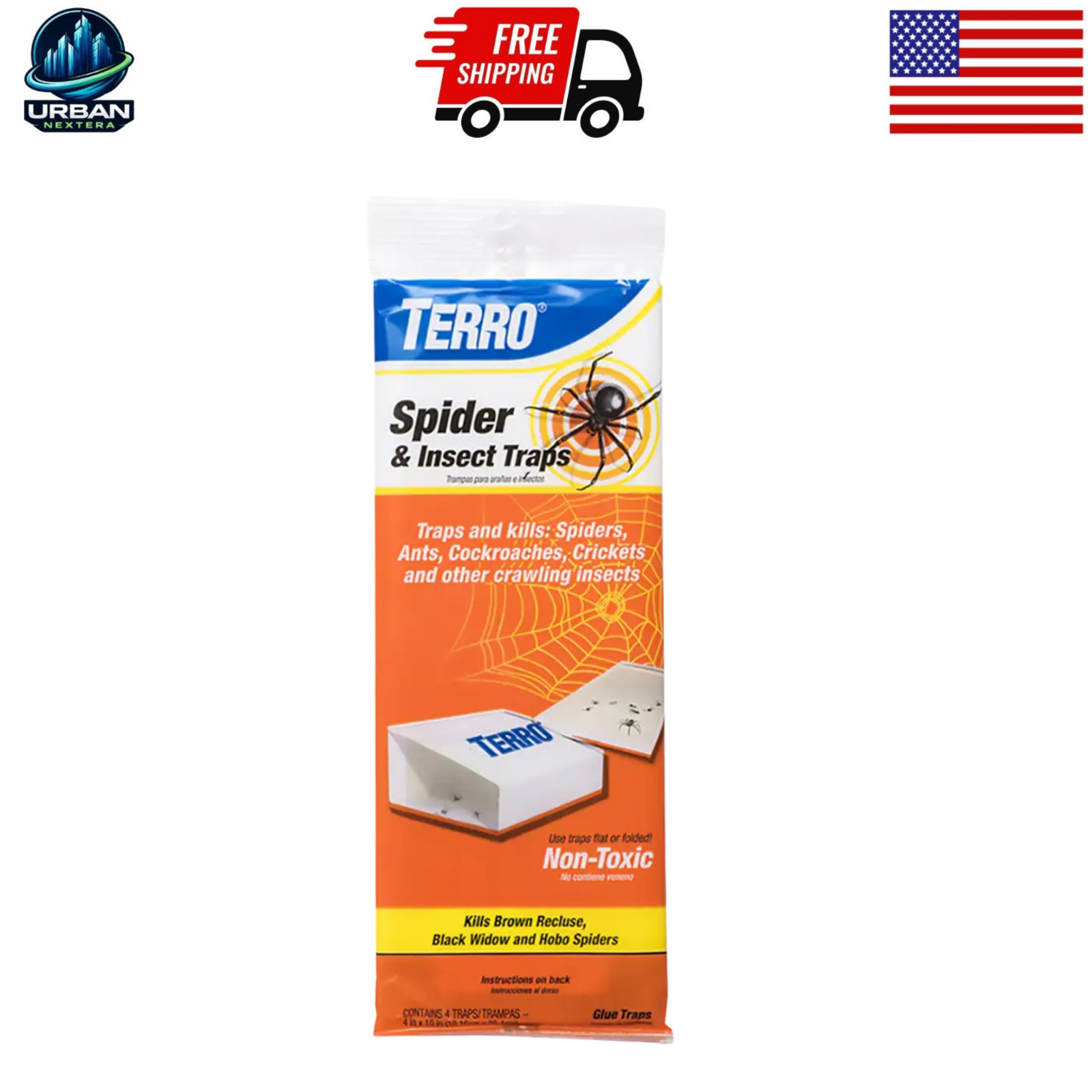 TERRO Indoor Spider Insect Glue Trap 4 Pack Bug Catcher Traps