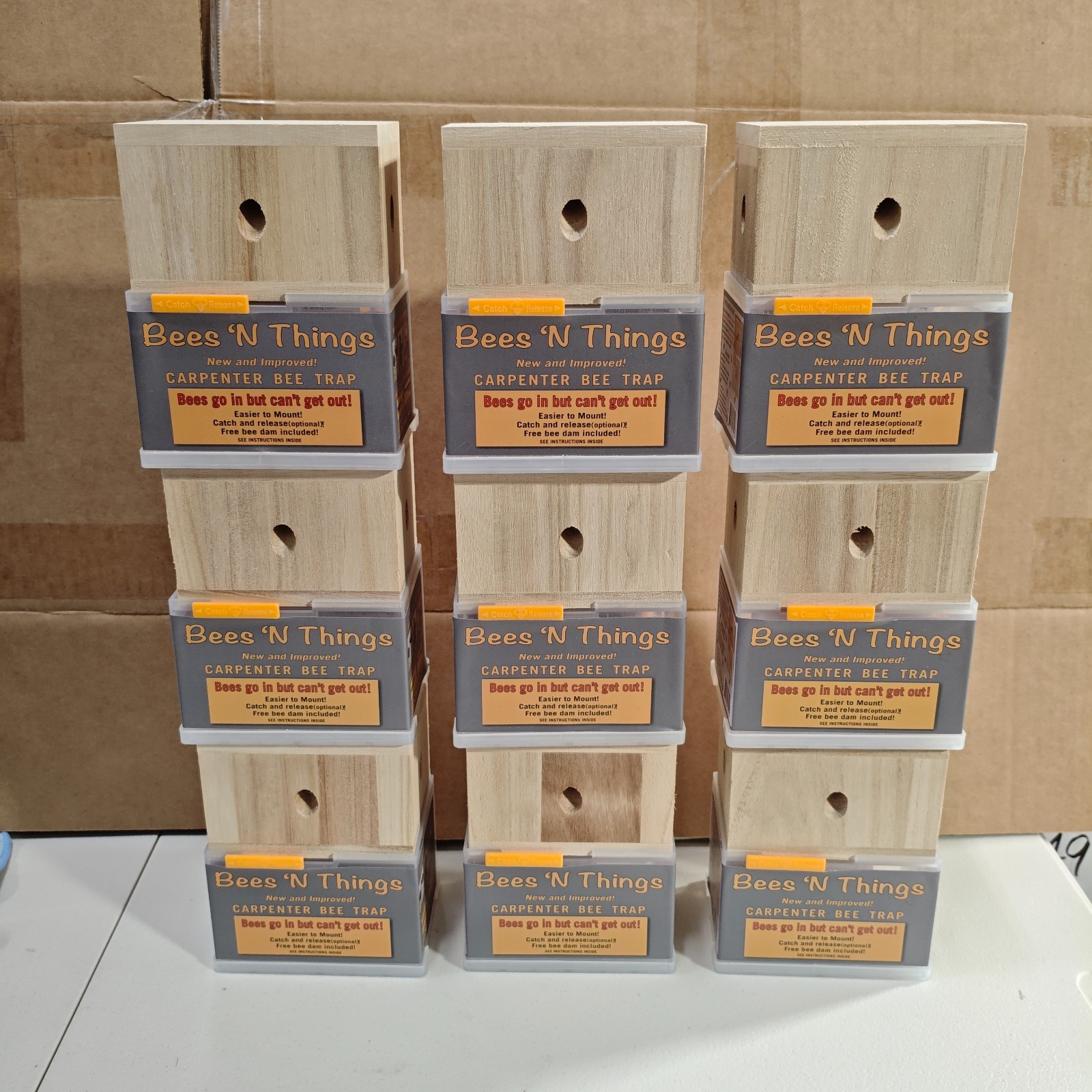 NEW Bees N Things Carpenter Bee Trap – Lot Of 9 – Wood Outdoor Non-Toxic