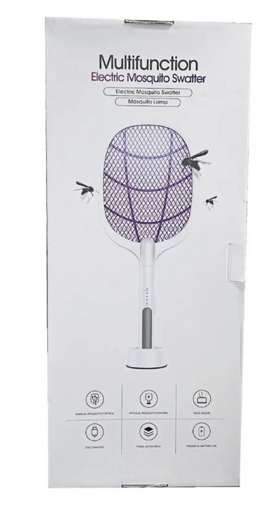 Pack of 2 Bug Zapper Racket 3000V High Power Mosquito Fly Swatter RECHARGEABLE