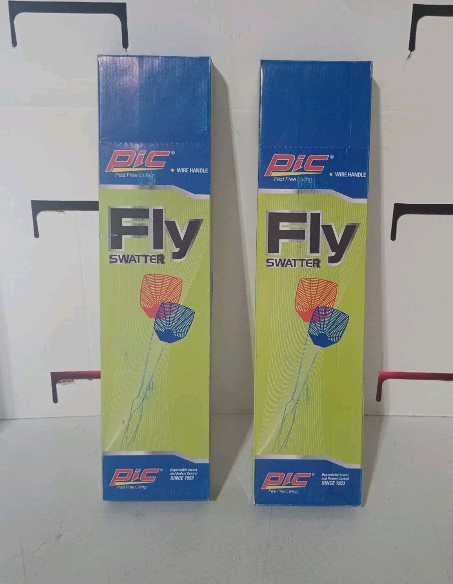 Pack Of 24 PIC Plastic Assorted Colors Metal Handle Fly Swatters