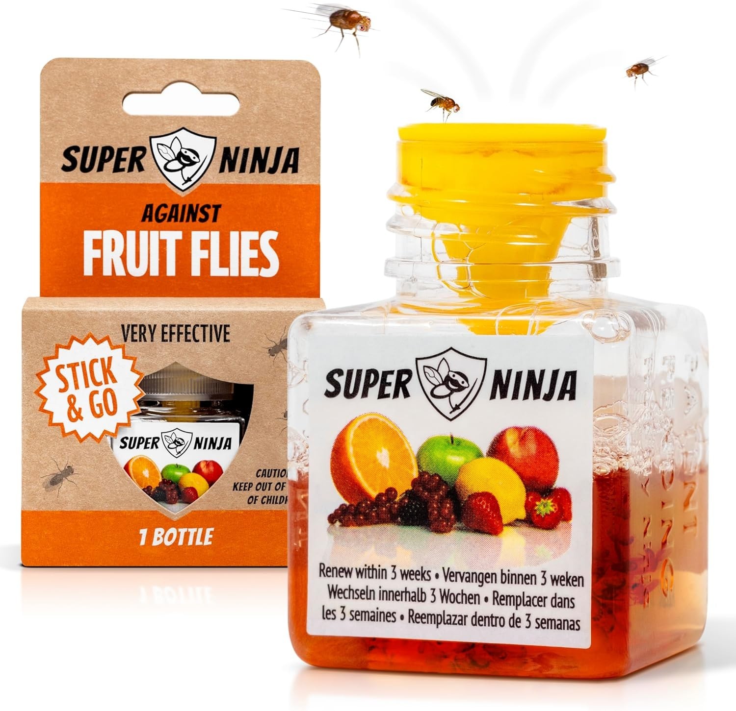 Super Ninja Fruit Fly Traps for Indoors – 1 Pack, Highly Effective Fruit Fly Cat