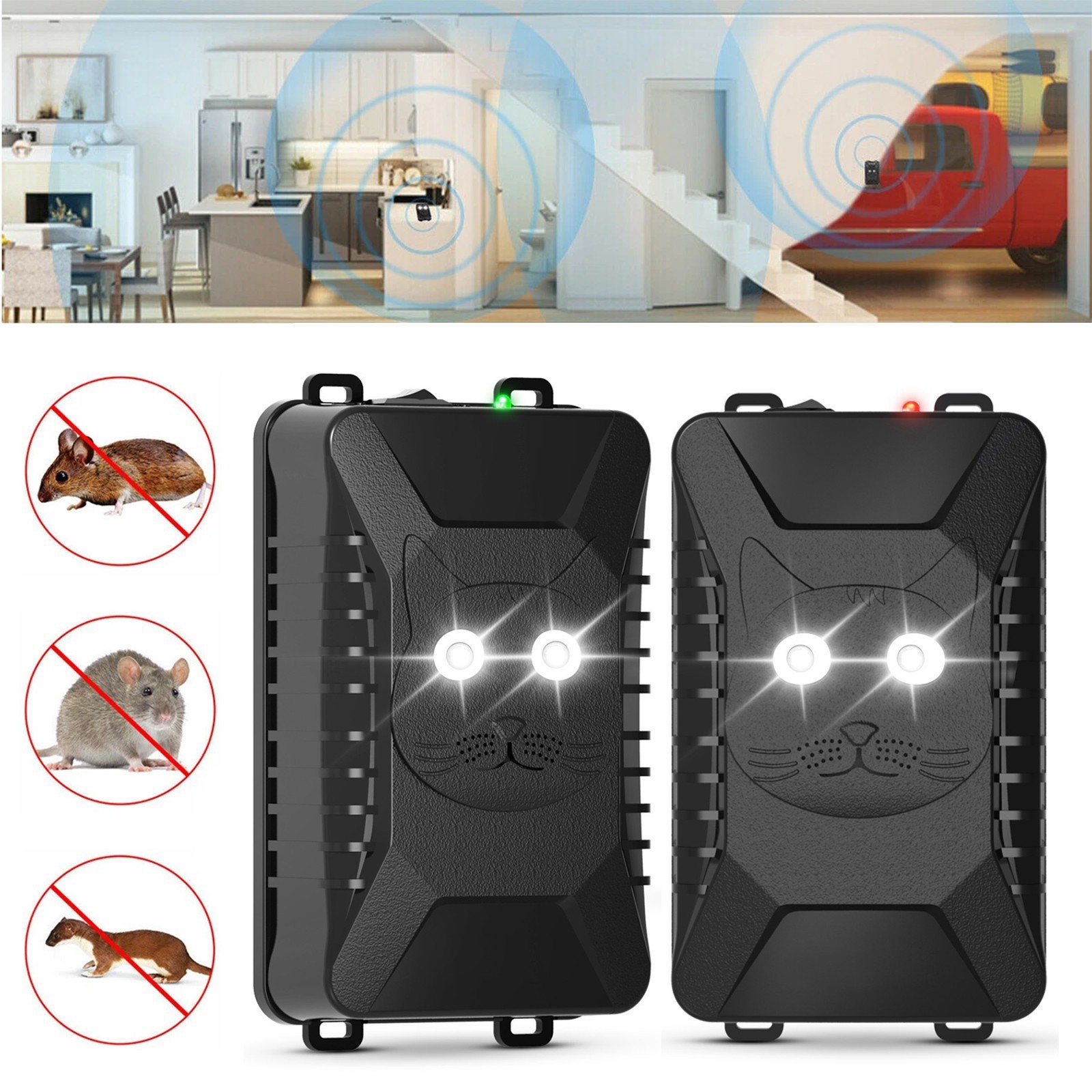 2/4Pcs Ultrasonic Pest Reject Car Control Electronic Repellent Rat Mice Repeller