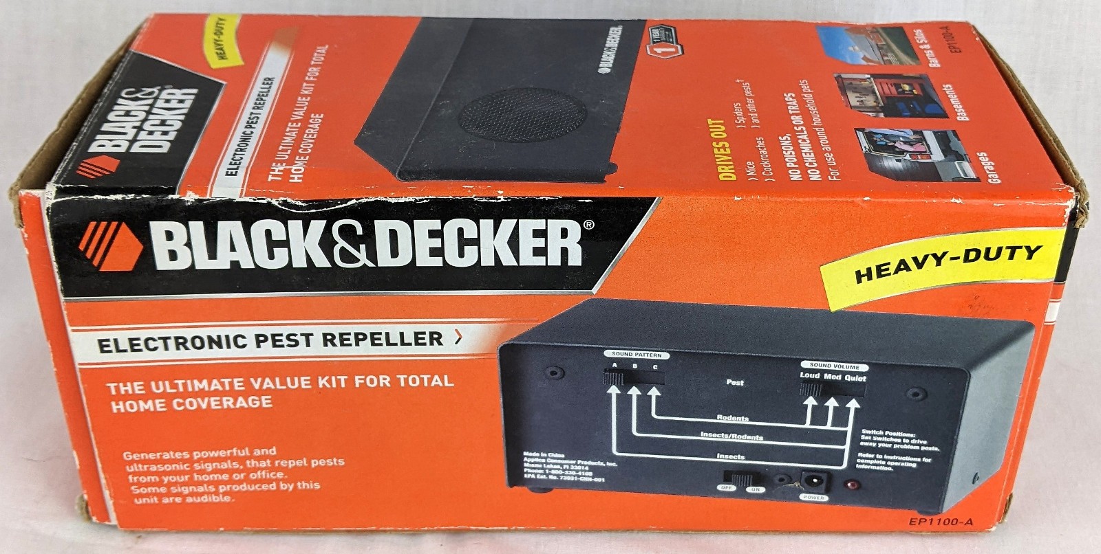 NEW NOS Black & Decker EP-1100A Electronic Ultrasonic Pest Insect Mice Repeller