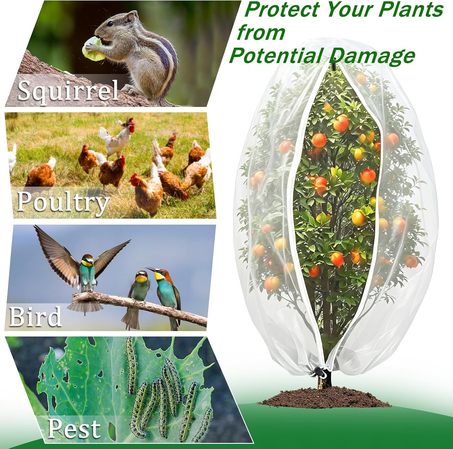 4PCS Bird Netting for Garden Protection, 2.3 X 3.3FT Reusable Pest Barrier Mesh