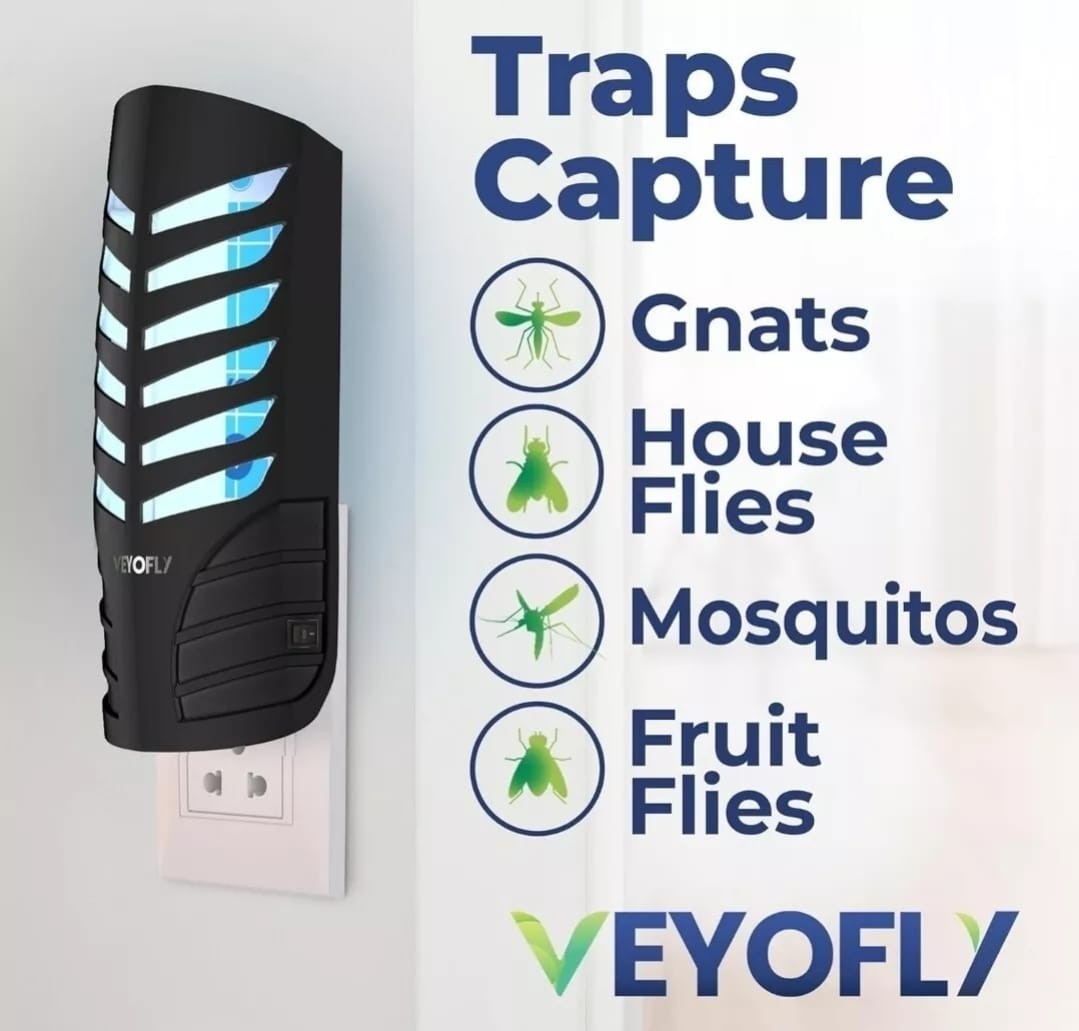 Fly Trap (2 Device + 6 Glue Boards) Plug In For Fruit Fly, Gnat, Mosquito