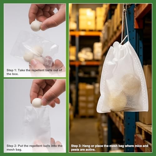 20 PCS Mouse Repellent Balls, Peppermint Oil Pest Control Repeller for Rodents