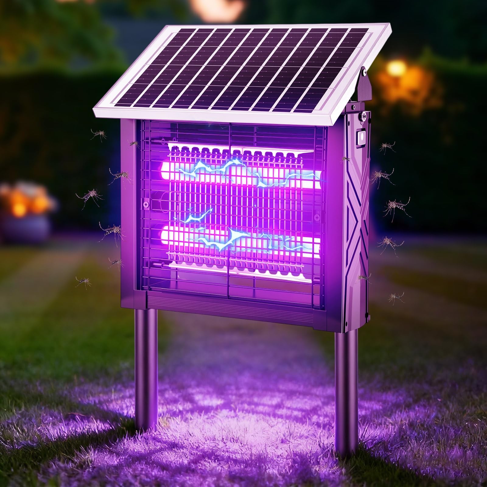 1 Pcs Solar Bug Zapper Outdoor with Rotatable Panel, 3000V Electric Fly Zappe…