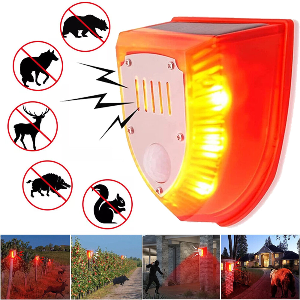 1/2/4pcs Solar Alarm Led Light Solar Strobe Light Motion Sensor For Farm Garden