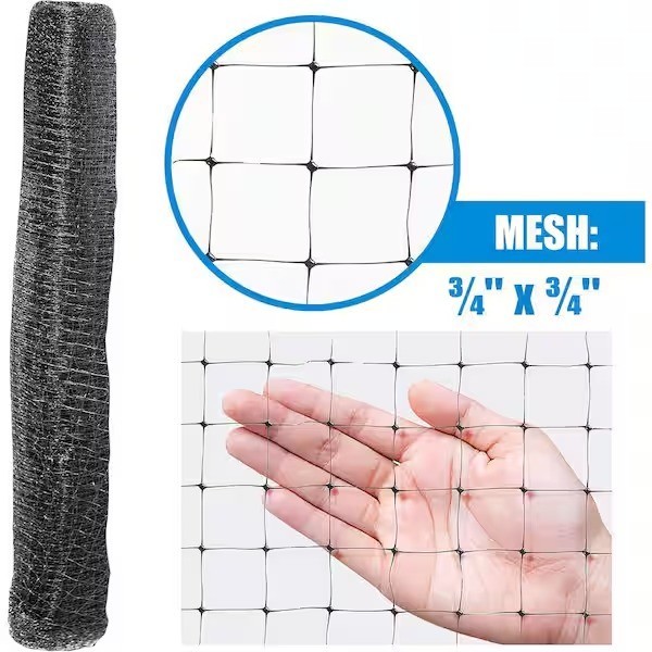 7 Ft X 100 Ft X 3/4 in Plastic Bird Netting Black for Vegetable Tree and Fruit