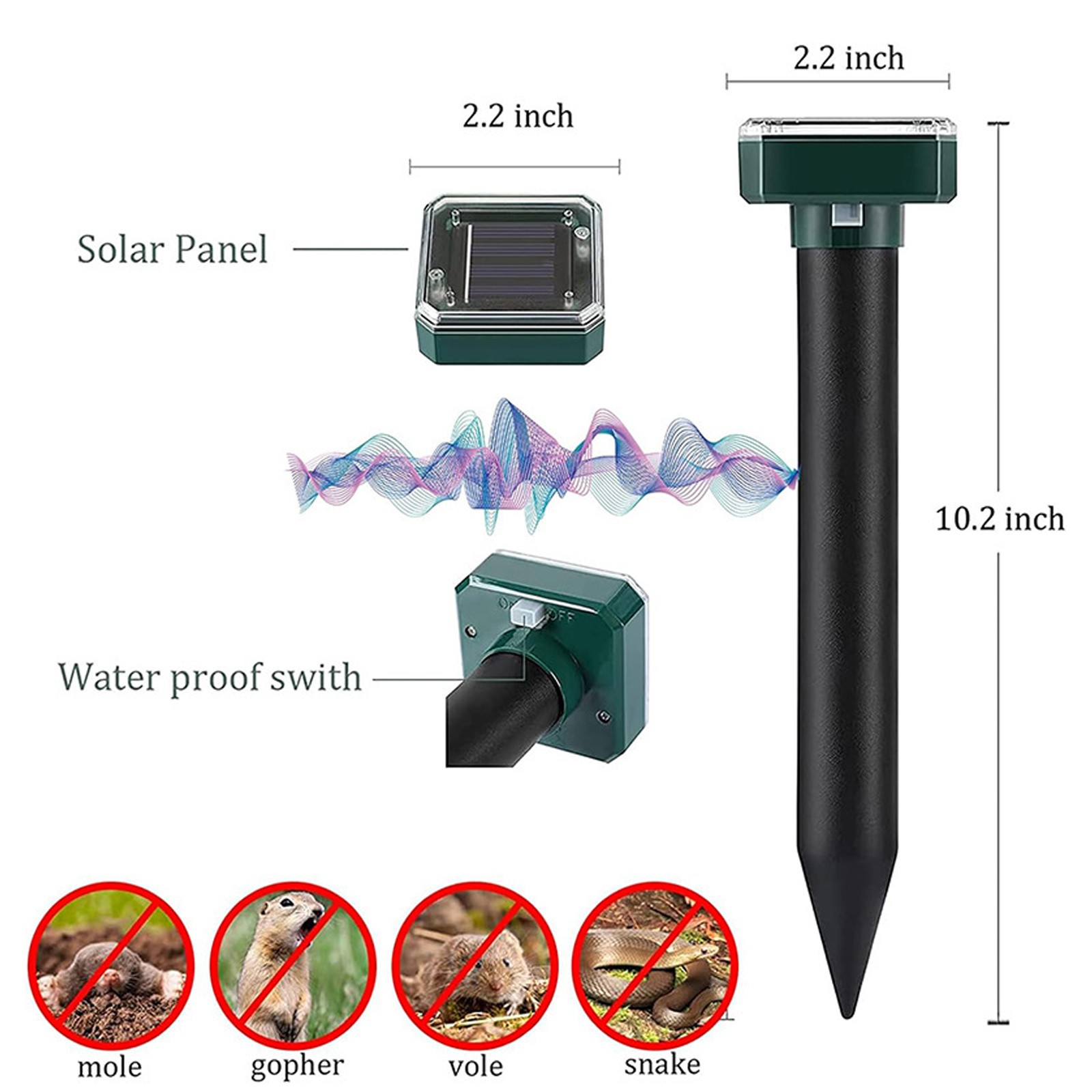 8-32 Pack Solar Power Ultrasonic Repellent Mice Gopher Mole Pest Snake Repeller