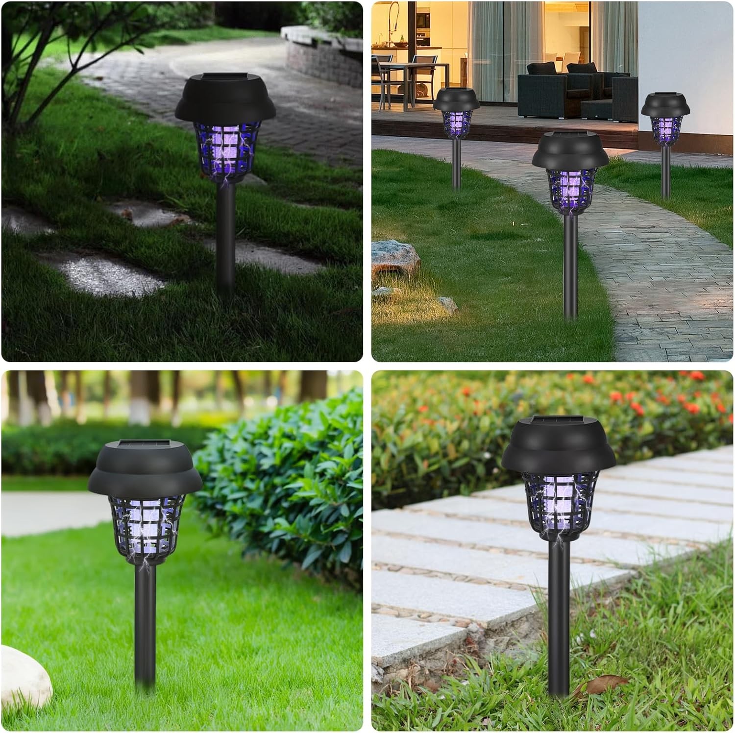 4Pack Solar Bug Zapper Outdoor Waterproof Mosquito Repellent Patio Trap & Killer