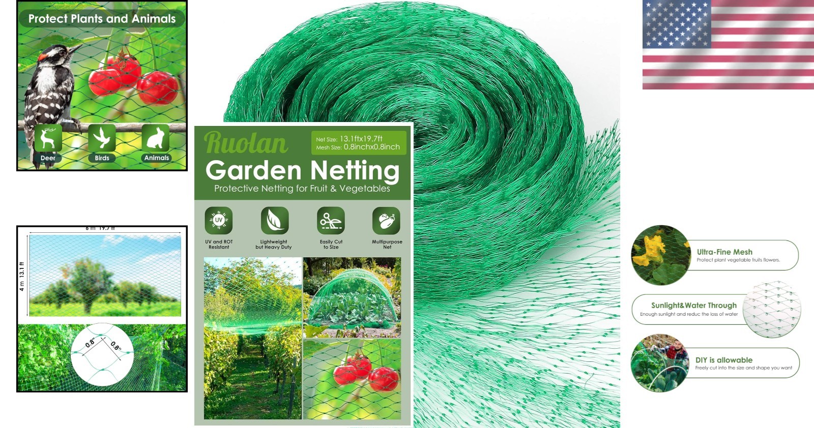 Sturdy Green Polypropylene Bird Netting 13×20 Ft – Safeguard Plants from Pests