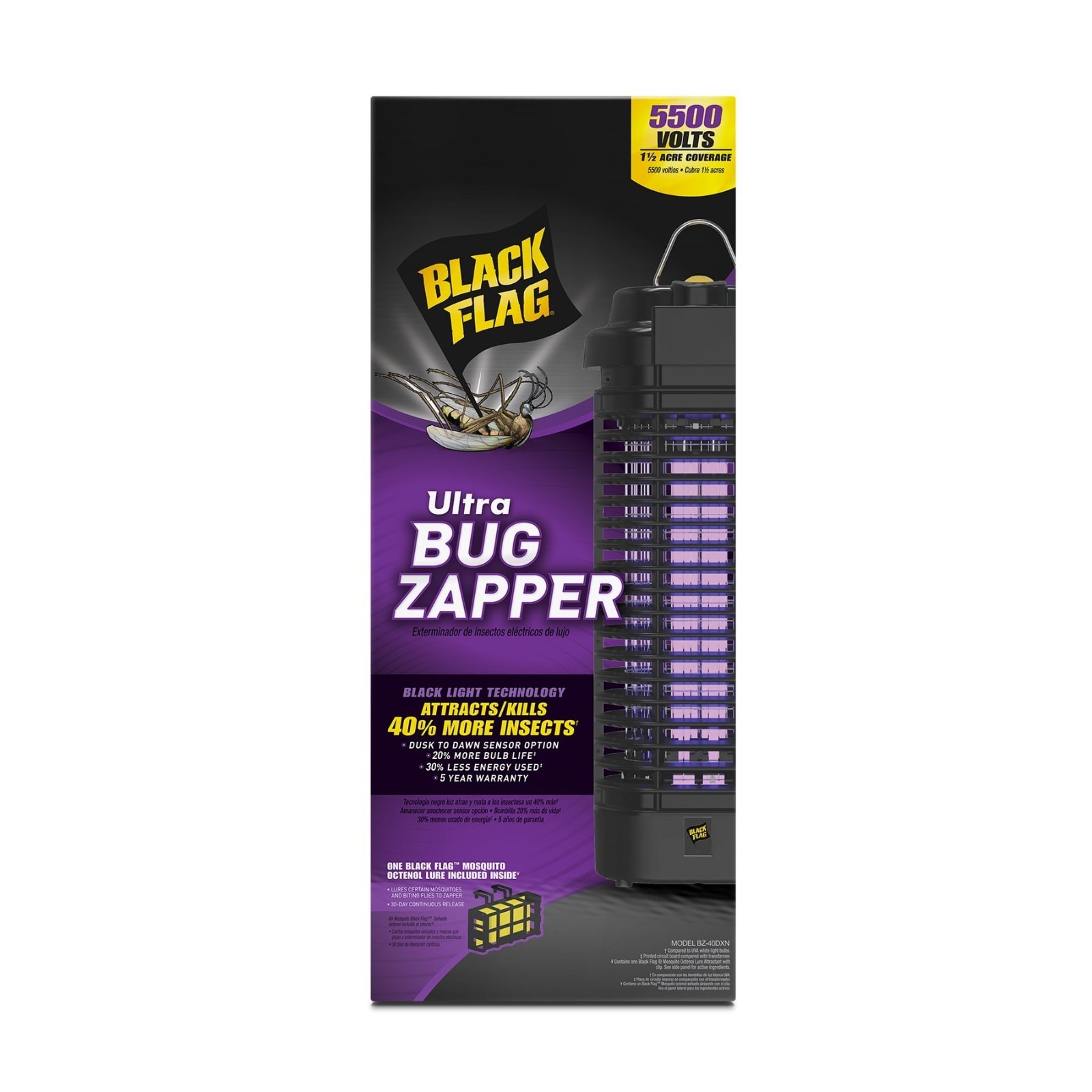 Black Flag 5500V 40W Electronic Insect Zapper 1.5 Acre BZ-40DXN FREESHIP