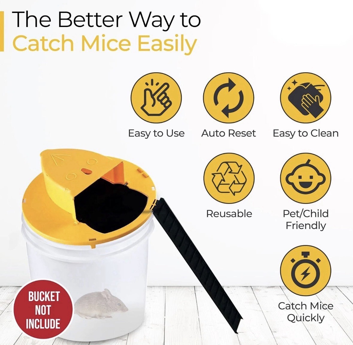 Mouse Rat Trap Flip & Slide Mouse Trap Bucket Catcher Mousetrap Slide Bucket Lid