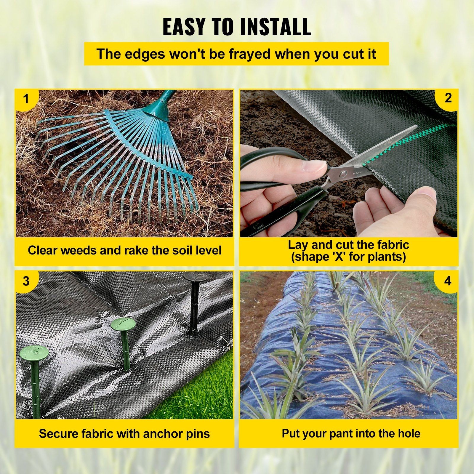 Landscape Weed Barrier Mat: 3ft x 300ft HD Polypropylene, Woven+Needle-Punched