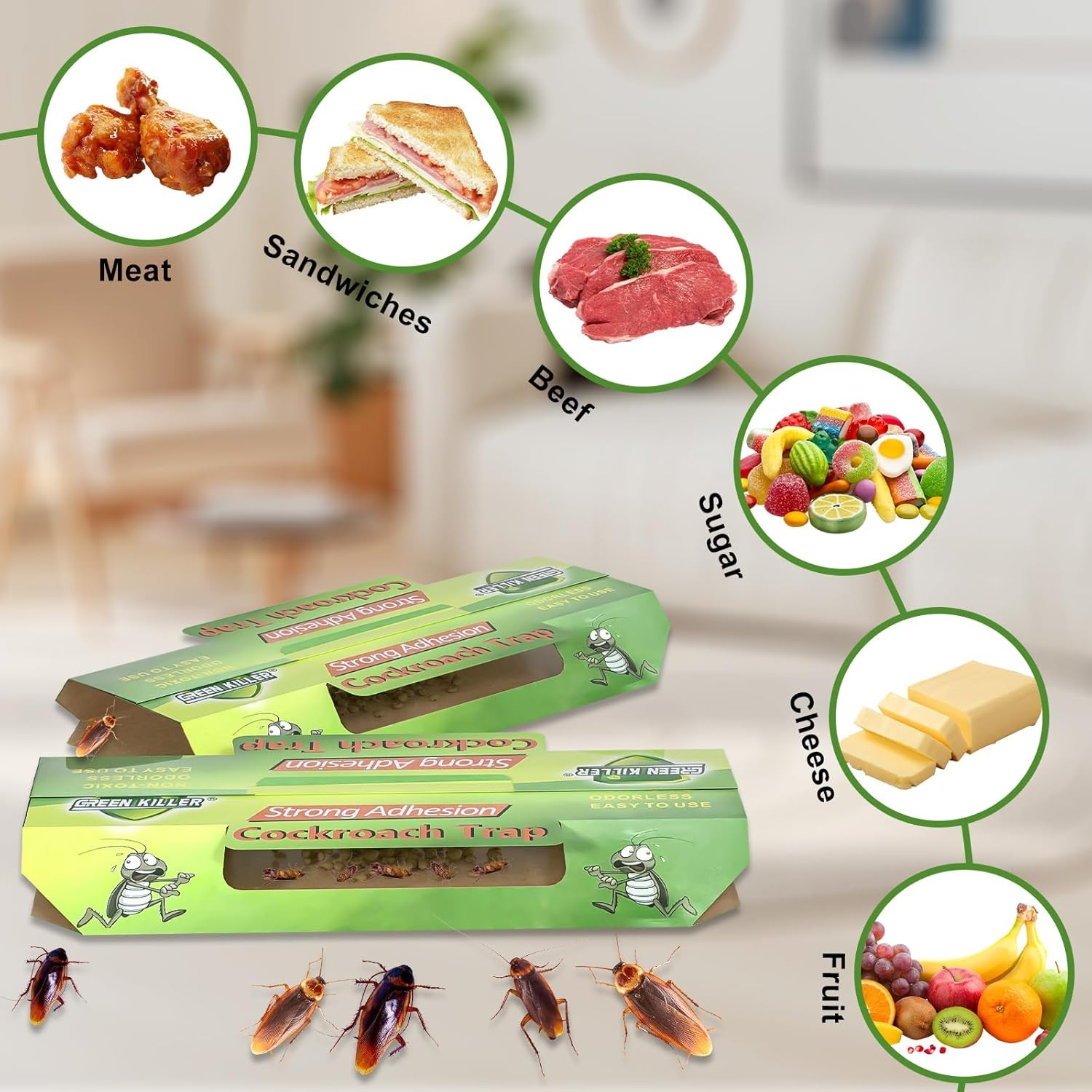Roach Traps Indoor 10Pack, Sticky Traps for Cockroaches Indoor Home, Sticky Glue