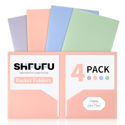 2 Pocket Plastic Folders, 8 Pack, Durable Letter Size File Folders with 4
