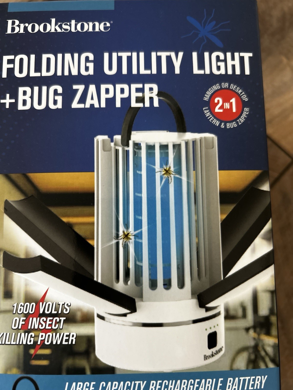 Brookstone Folding Utility Light + Bug Zapper 2-in-1 Lantern, USB-C Rechargeable