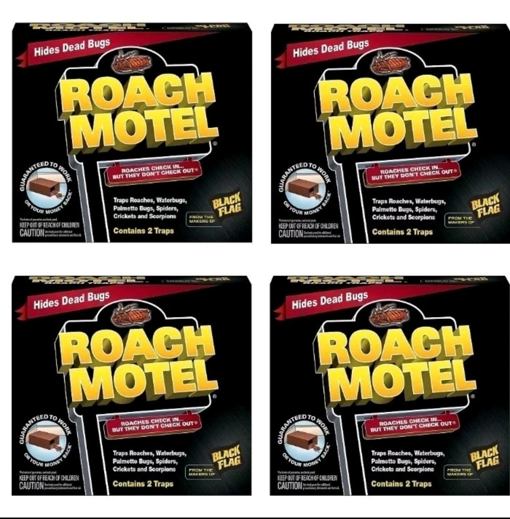 8 PK Black Flag Roach Motels Cockroach Bug bait Glue Trap Spider Motel