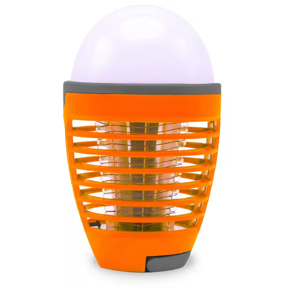 7 In. White 2-In-1 Rechargeable Bug Zapper, Mosquito Killer Light Bulb for Indoo